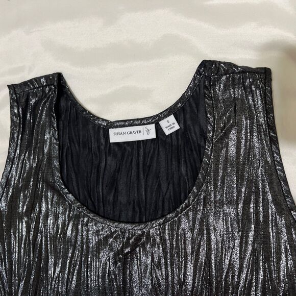 Susan Graver Slinky Tank Top Womens S Metallic Silver Round Neck Sleeveless - Picture 9 of 12